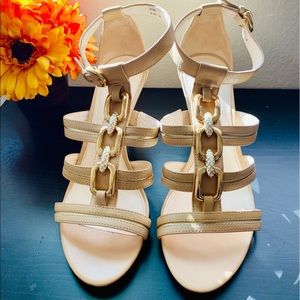 Coach Size 8B Blake Beige Leather Strappy Sandals